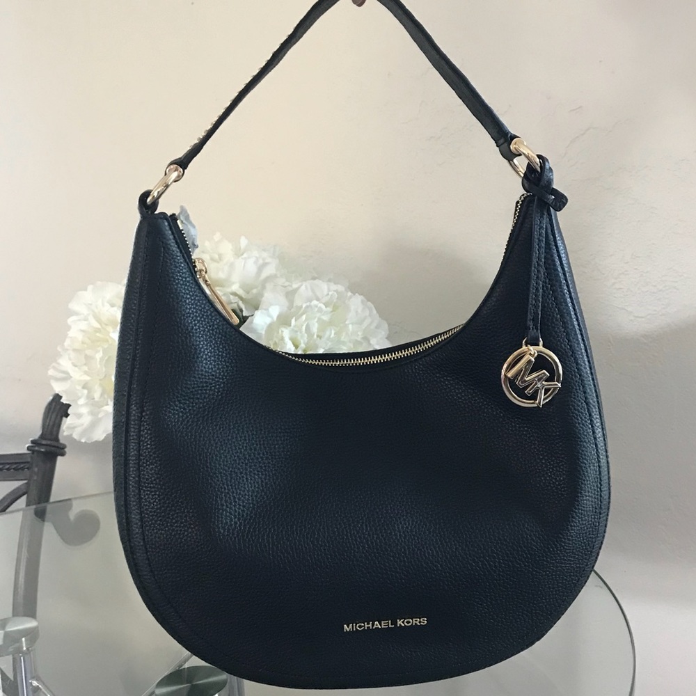 Michael Kors Lydia Black Shoulder Bag Purse - Picture 1 of 8